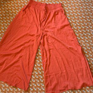 Bright Orange Wide Leg Casual Pants